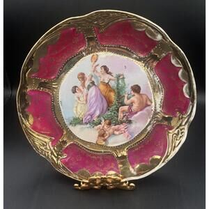 Antique St. Kilian Germany 10” Cabinet Plate Magenta & Heavy Gilt Classical